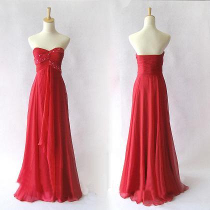 Red Unique Prom Dress,strapless Sweetheart Empire..