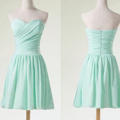 Mint Green Bridesmaid Dress, Simple Strapless..