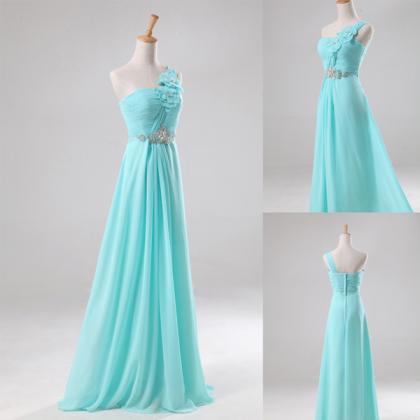 One Shoulder Prom Dress Corset Prom Dress Blue..