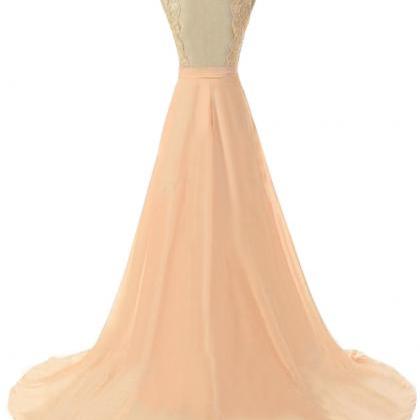 Peach Evening Dress Lace Evening Dress Long..