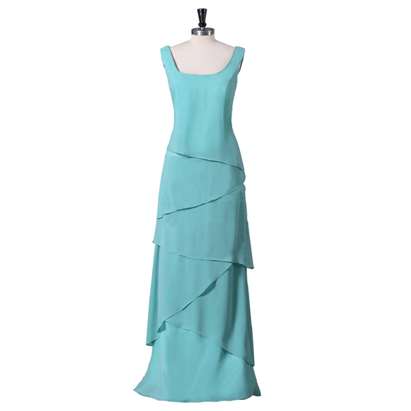 Simple Blue Chiffon Layered Long Prom Dress Bridesmaid Dress Evening Dress Formal Dress