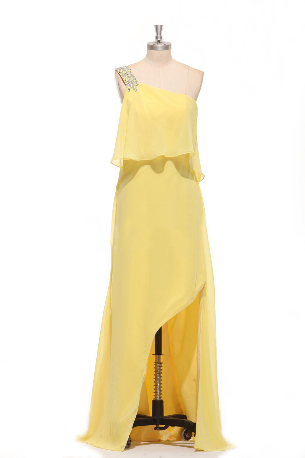 Yellow Prom Dress,simple One Shoulder Tiered Prom Dress,custom Prom ...